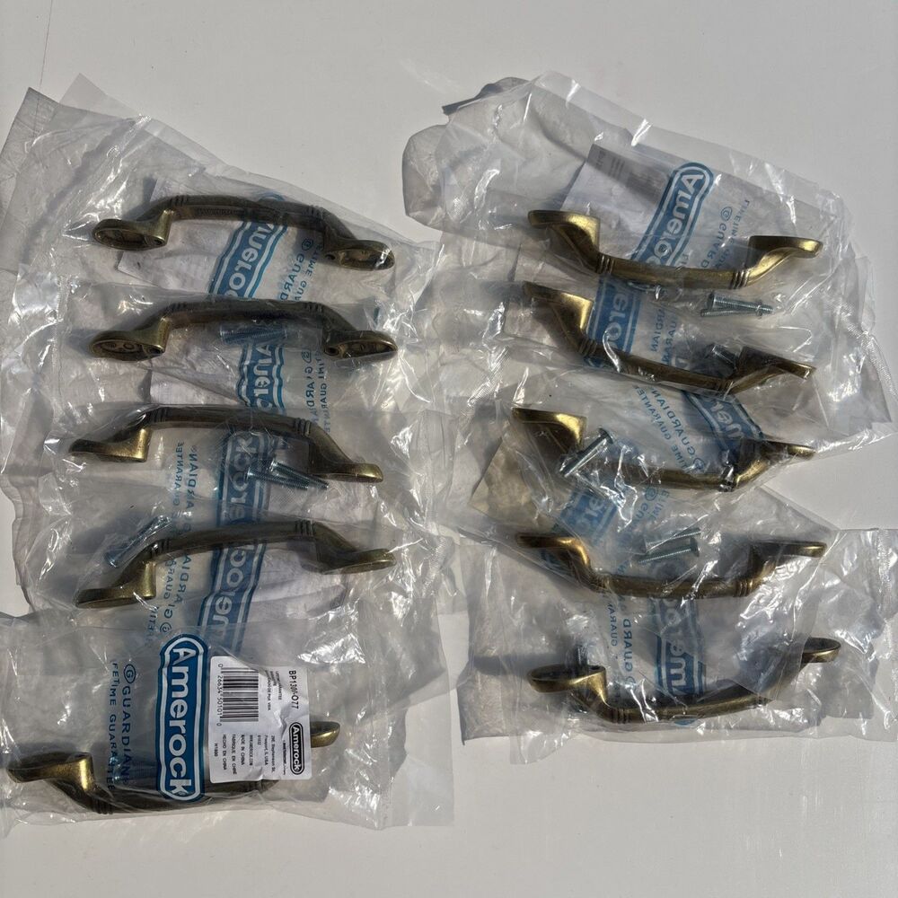 Set of 10 Amerock Traditional Hardware 3" Brass Cabinet Drawer Pulls BP1300-O77